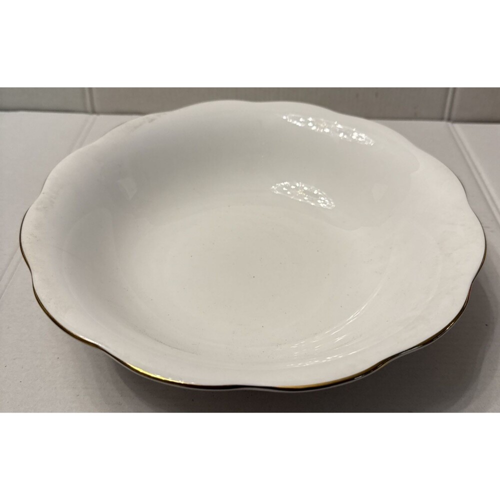 Vintage ROYAL ALBERT 9.5 inch Round Serving / Vegetable Bowl White w/Gold Trim
